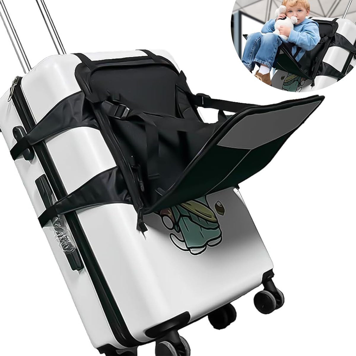 SNOWIE SOFT Toddler Seat for Luggage Safe Toddler Seat Attachment for Wheeled Luggage Safe Shoulder Strap Design Folding Seat Attachment for Luggage Easy Luggage Carrier Seat for Flight Travel SNOWIE SOFT Toddler Seat for Luggage Safe Toddler Seat Attachment for Wheeled Luggage Safe Shoulder Strap Design Folding Seat Attachment for Luggage Easy Luggage Carrier Seat for Flight Travel